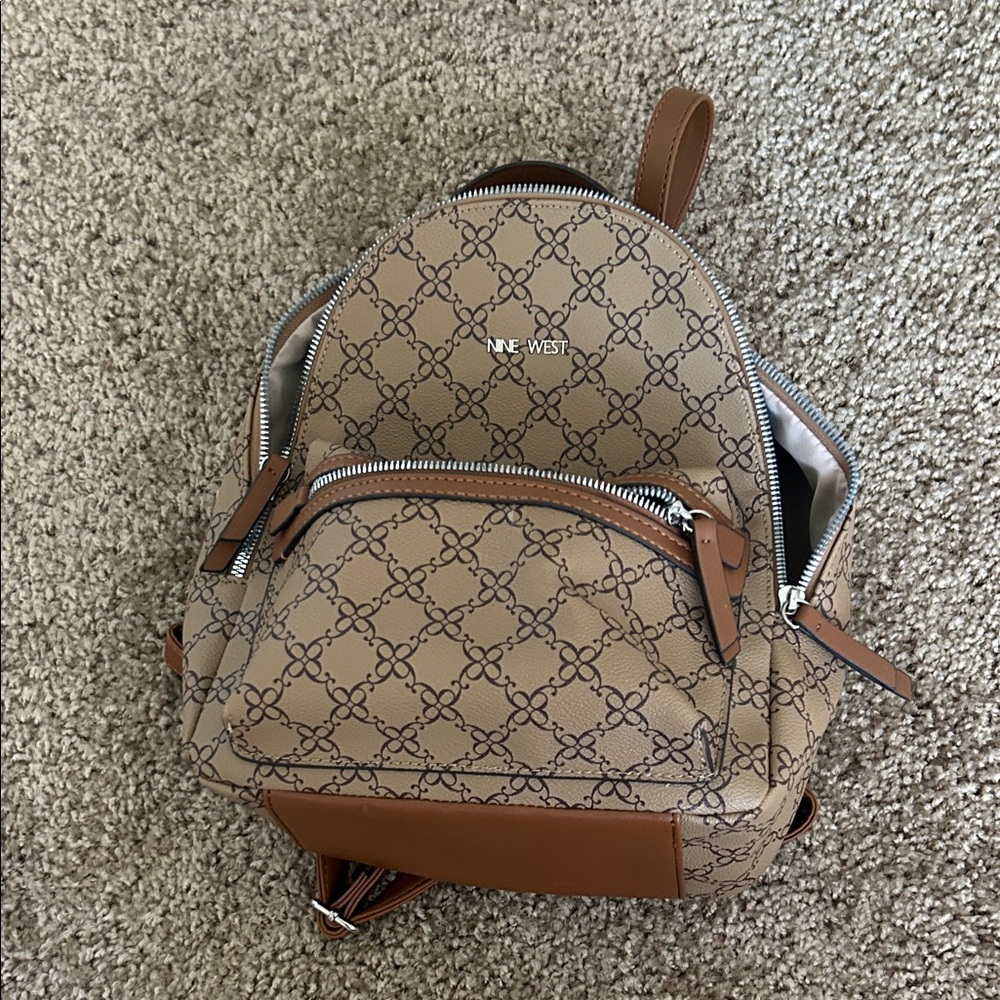 Nine West Brown Geometric Backpack